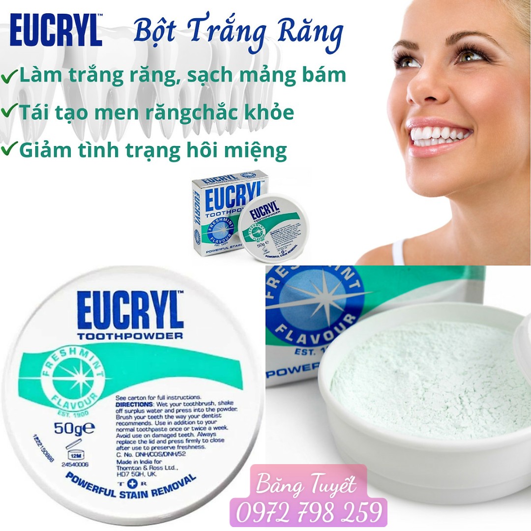 BỘT TẨY TRẮNG RĂNG EUCRYL CỦA ANH 50G