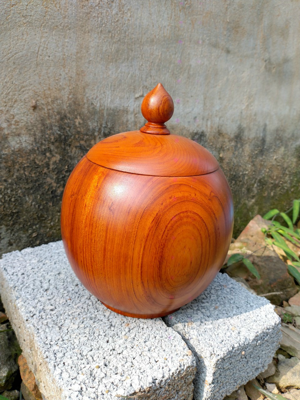 Bình phú quý tài lộc bằng gỗ hương đá kt 15×15×15cm