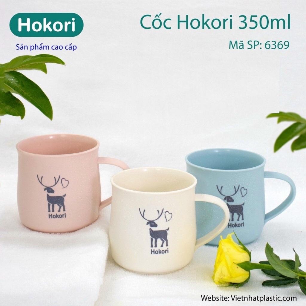 Cốc uống nước màu sắc xinh xắn, chịu nhiệt có quai cầm Hokori 350ml
