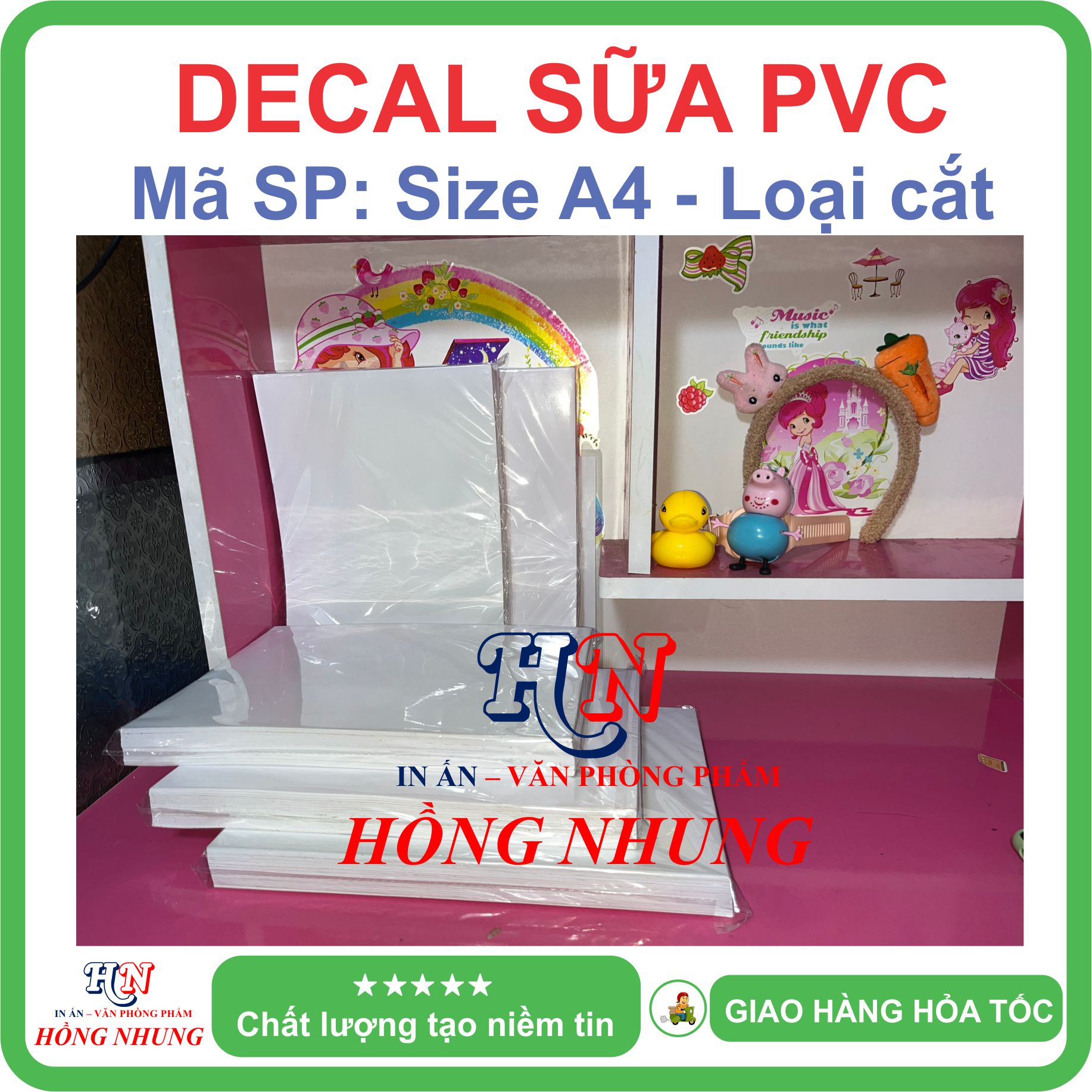 [In Laser] Xấp 50 Tờ Decal nhựa PVC trắng Sữa A4 - Giúp Bạn In Tem Nhãn, Ghi Chú, Hay Bìa Nhãn Bưu Phẩm