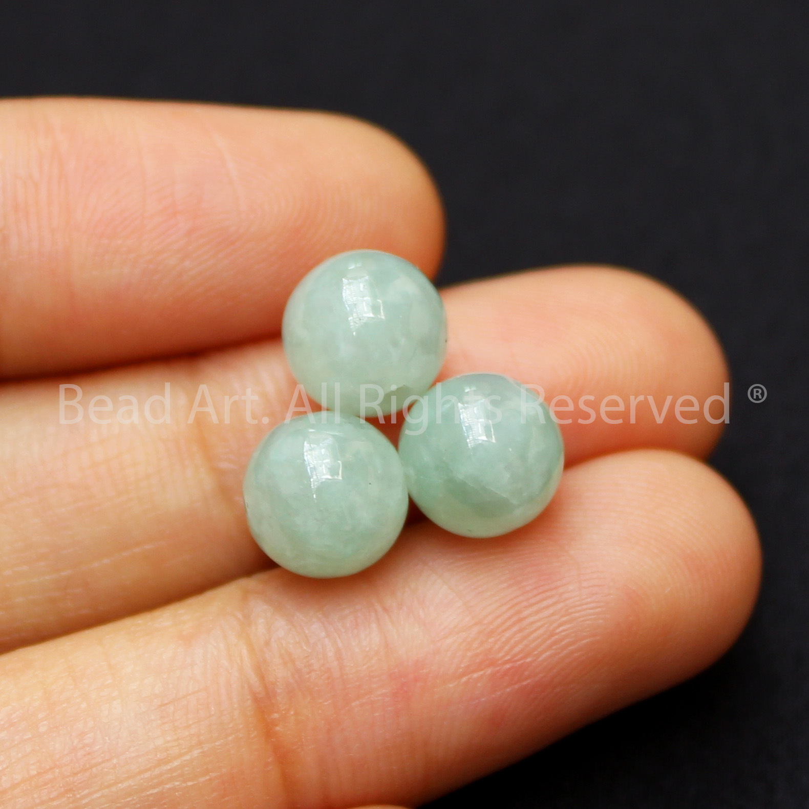 7.5MM Đá Cẩm Thạch Myanmar Tự Nhiên Xanh Lá Nhạt Loại AA, Myanmar Jadeite, Mệnh Mộc, Hoả, Phối Vòng Tay Phong Thuỷ, Chuỗi Hạt - Bead Art