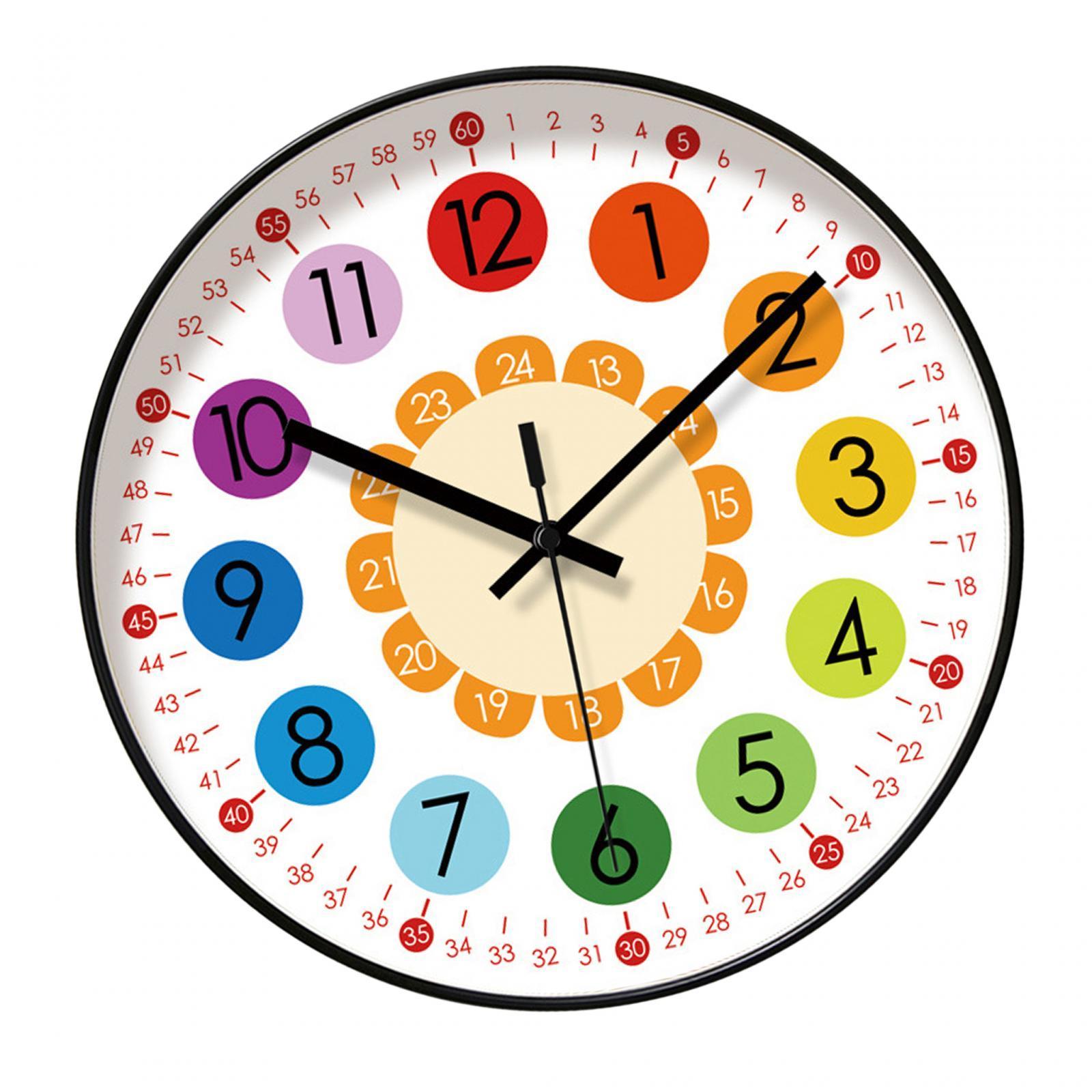 Kids Wall Clock Decorative Children Clock Ornament Early Education Modern Time Teaching Clock Clock for Kitchen Home Studio