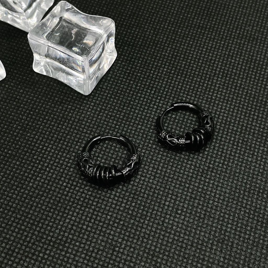 Khuyên tai Hipster 2 nam nữ unisex tròn dạng xỏ màu bạc đen đơn giản đẹp nhỏ xinh - HT Orn Earring Camcam