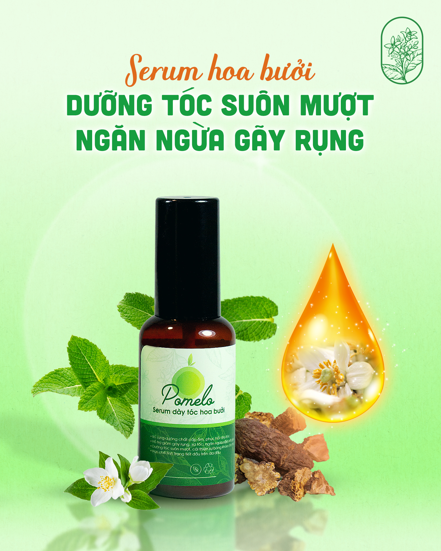 SERUM HOA BƯỞI POMELO-NGĂN NGỪA GÃY RỤNG TÓC 50ML