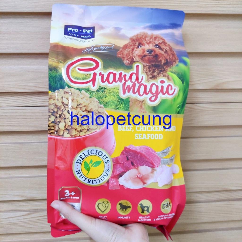 Thức Ăn Hạt Cao Cấp GRAND MAGIC Dạng Viên Cho Chó Vị Thịt Bò Gà Và Hải Sản 1kg