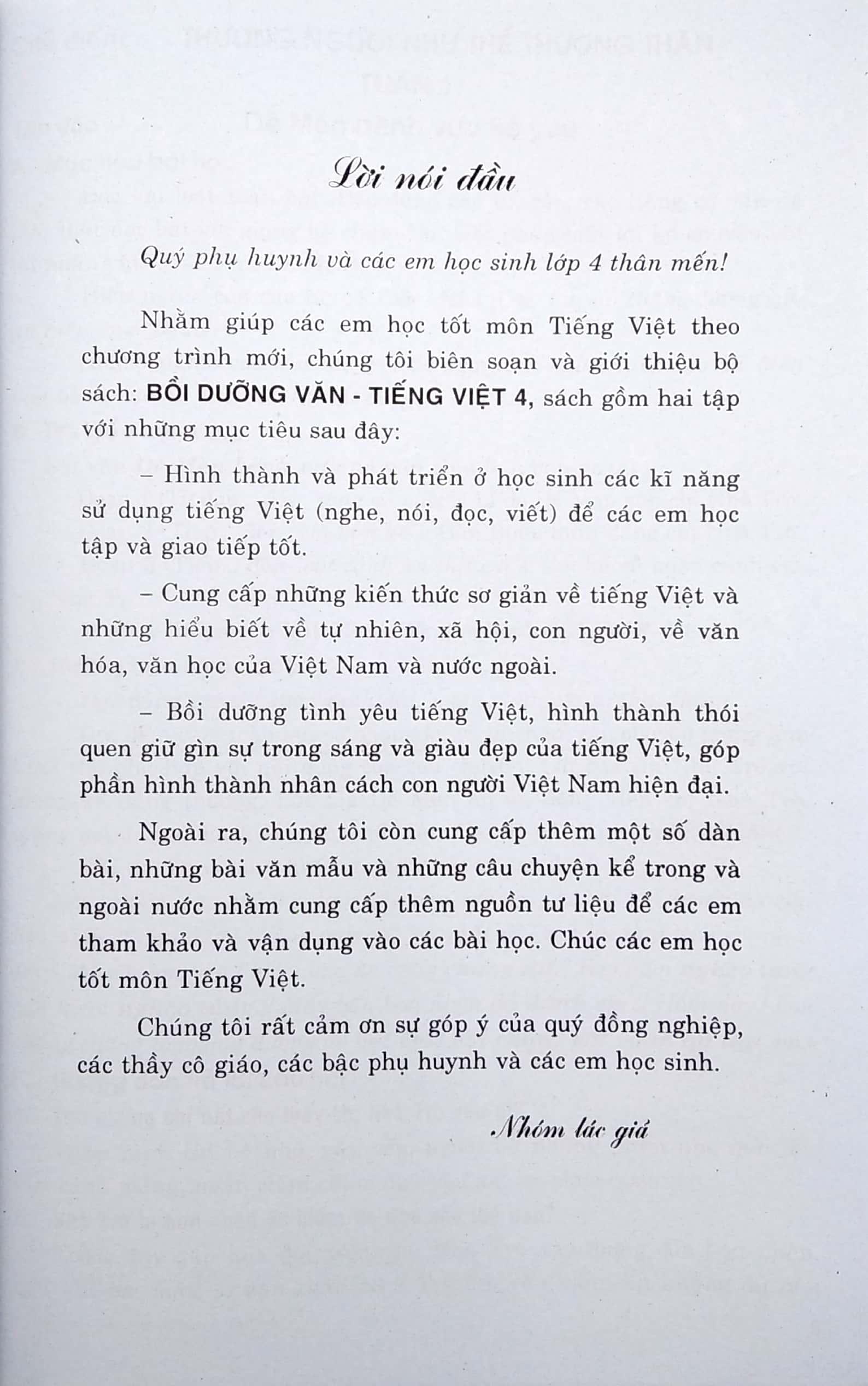 Bồi Dưỡng Văn - Tiếng Việt Lớp 4