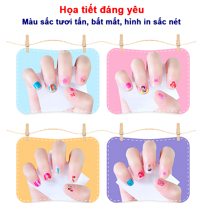 Set dán móng tay cho bé họa tiết hoạt hình 3D mẫu mới đáng yêu tiện lợi không cần dùng nước – J063