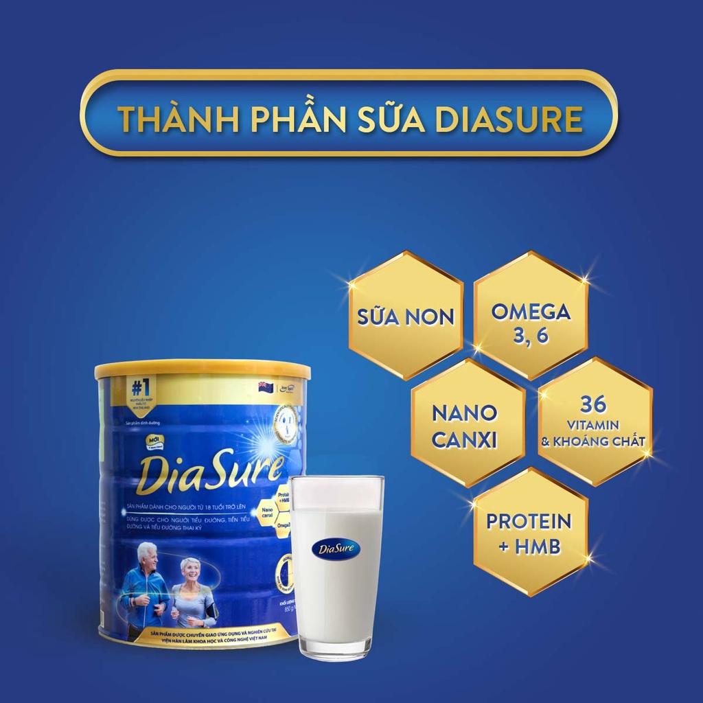 Sữa Non Diasure 850G (NEW) bổ sung thêm Nano Canxi, Omega3, (Mua 5 tặng 3 hộp 450G)-Sữa dành cho người tiểu đường