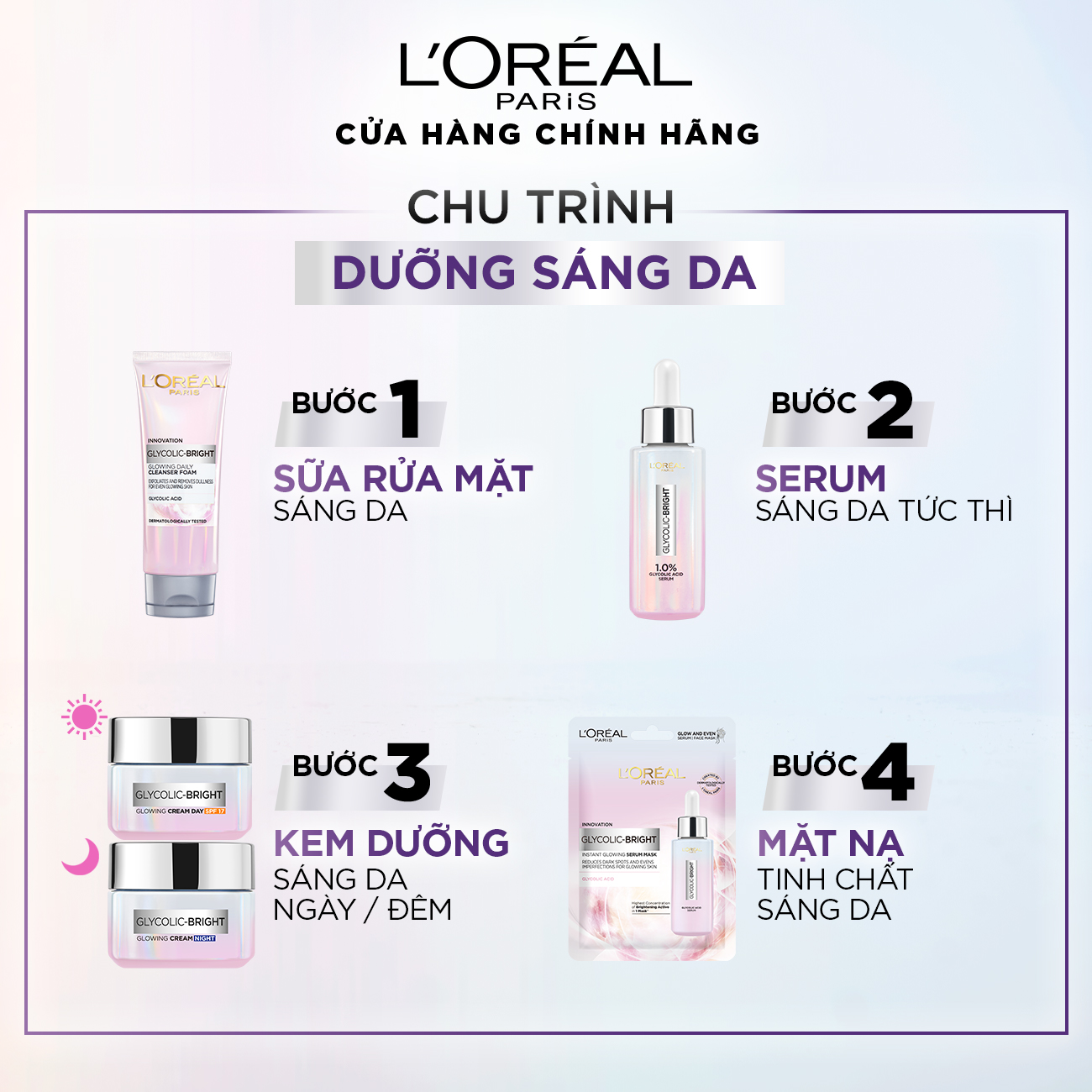 Serum Sáng Da Tức Thì L'Oreal Paris Glycolic - Bright Instant Glowing Serum 1.0% Glycolic Acid 30ML