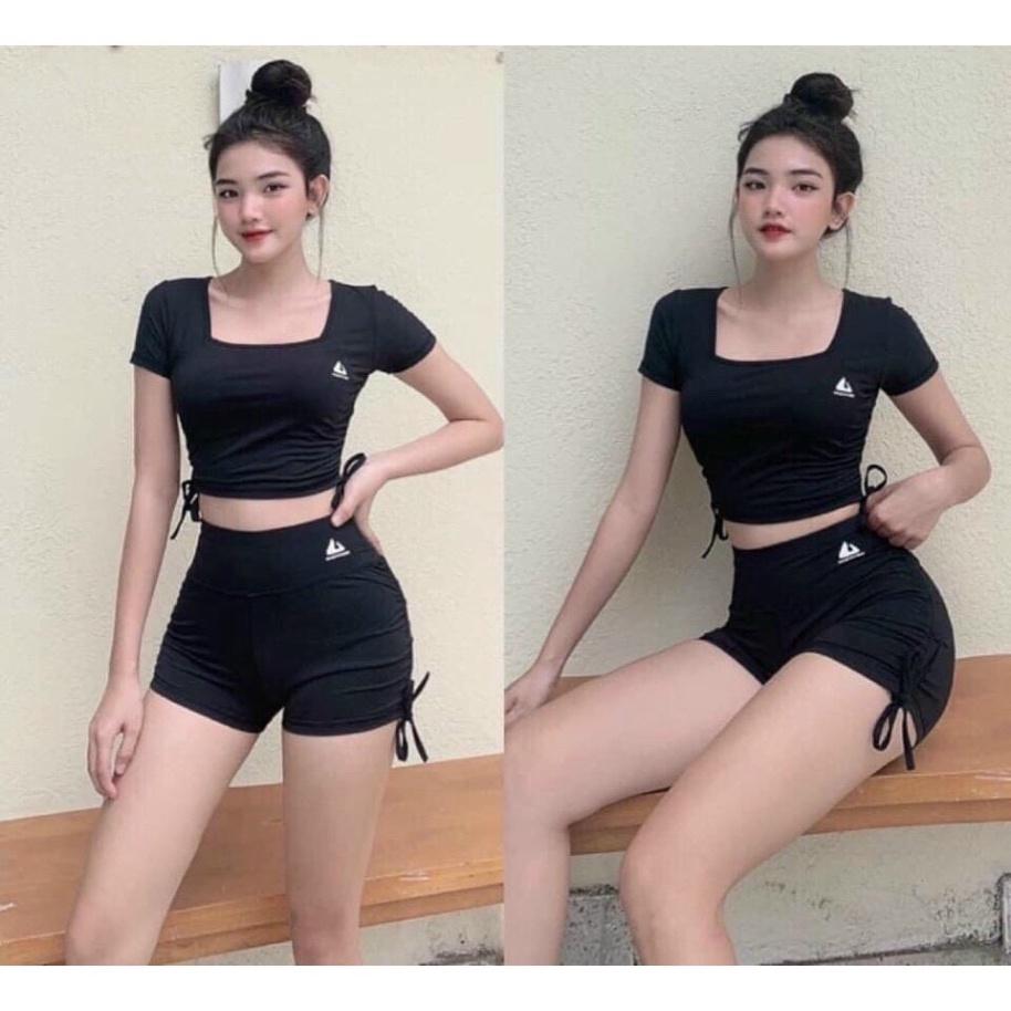 Bộ tập gym nữ, đồ tập yoga erobic nữ quần áo rút dây chất liệu co giãn thấm hút tốt