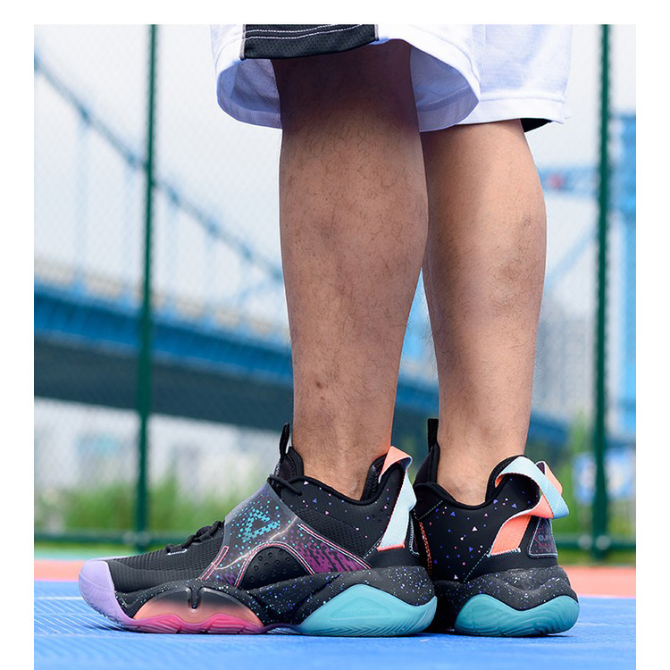 Giày Bóng Rổ Nam Peak Basketball Taichi 6371 Outdoor &amp; Indoor E13551A Đen Xanh Lam Chống Bào Mòn Phong Cách Cyberpunk - Force Serie