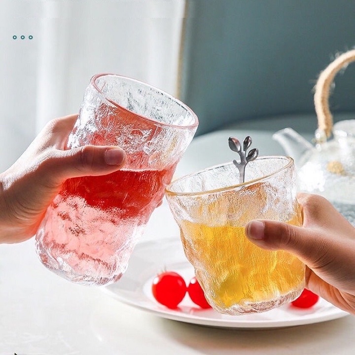Bộ 6 Ly thủy tinh decor chịu nhiệt vân nhám phong cách Hàn Quốc Cao Cấp