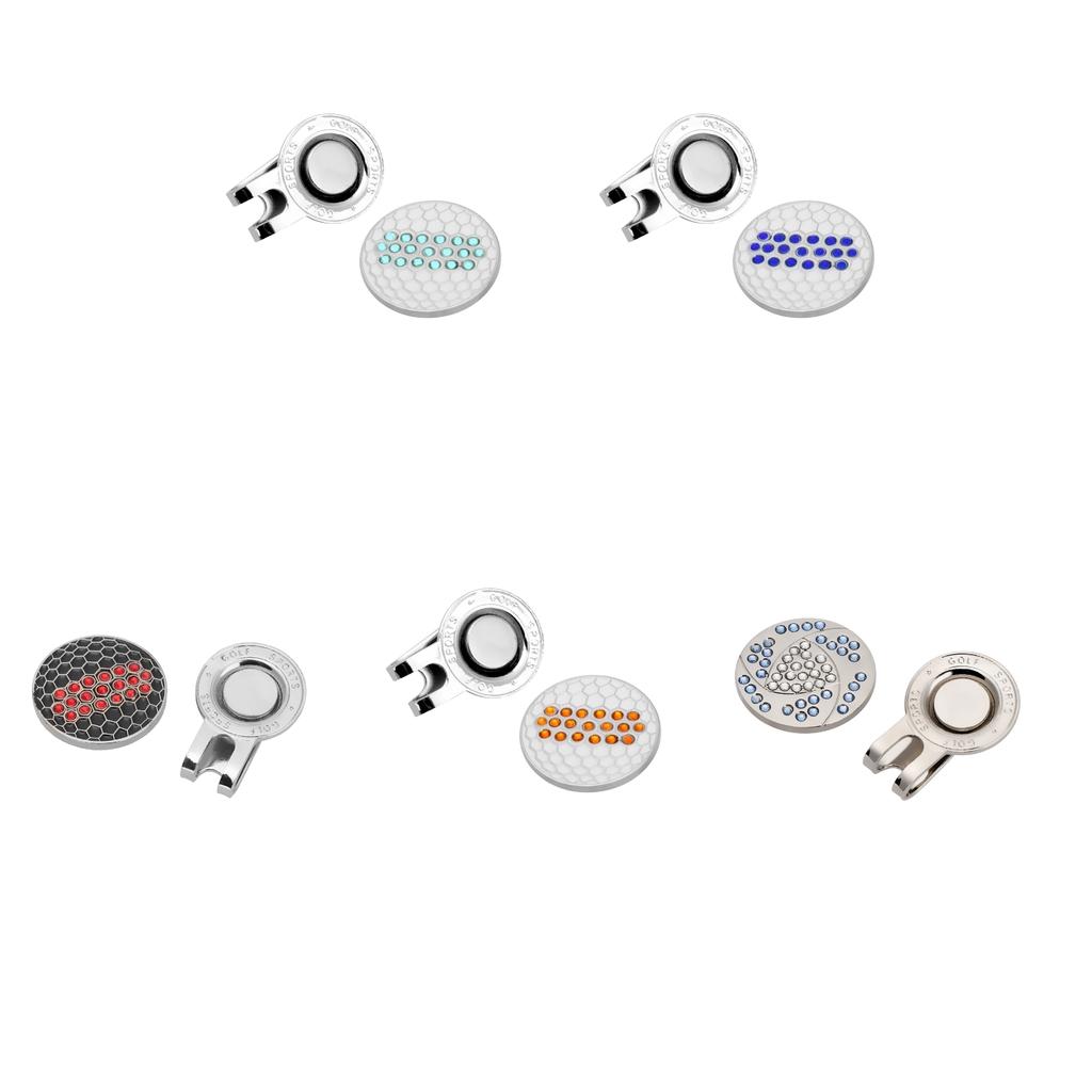 Golf Ball Marker Crystal Drill Cap Clip Marker for Golf Cap Visor White