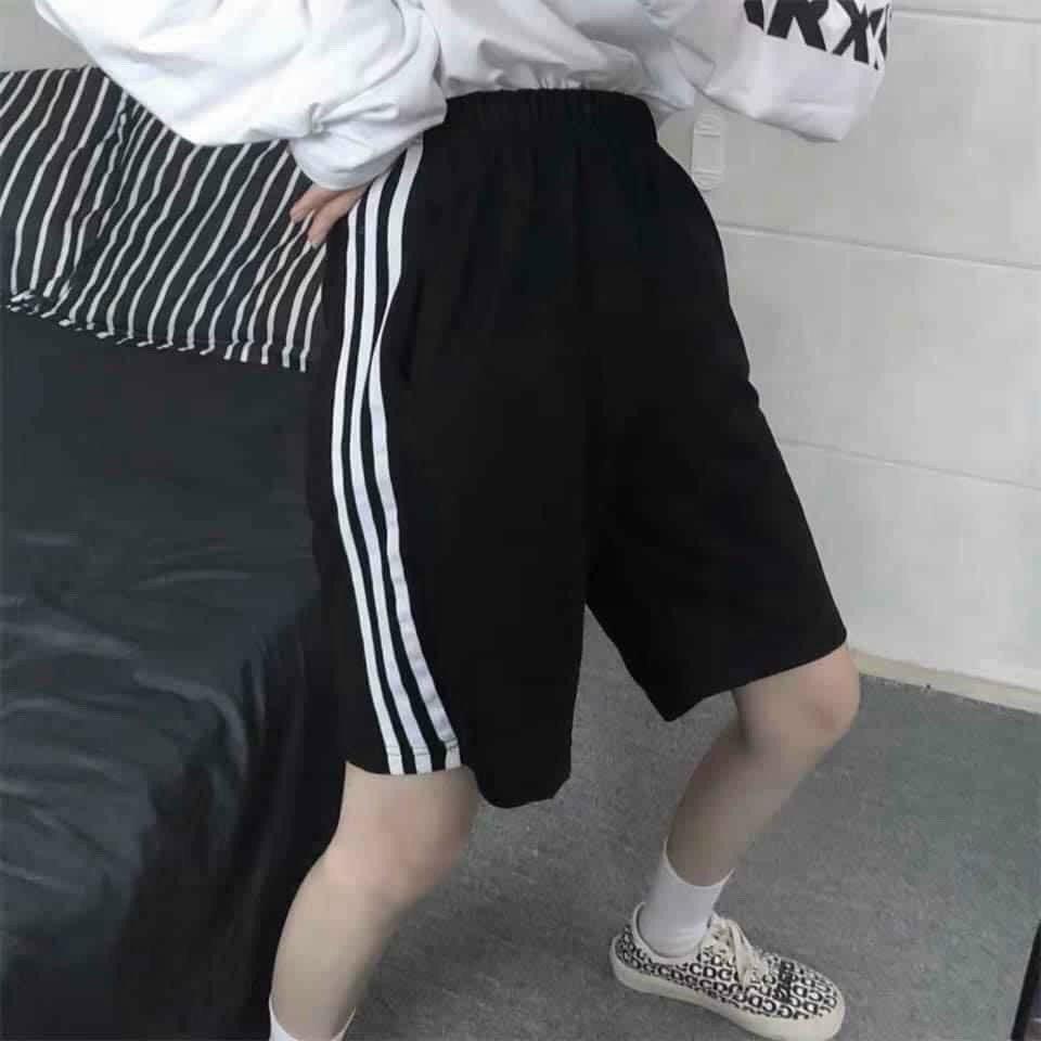 Quần short lửng 2 sọc thời trang nam Quần đùi thể thao, tập gym dáng suông phong cách ulzzang