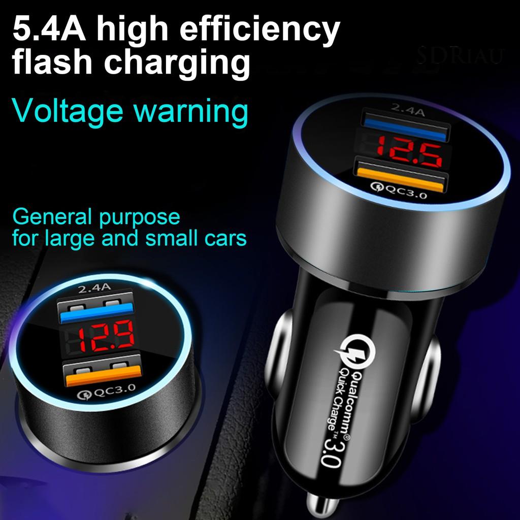 Củ Sạc Trên Xe Hơi 5vqc3.0 + 2.4a Với Hai Cổng Usb