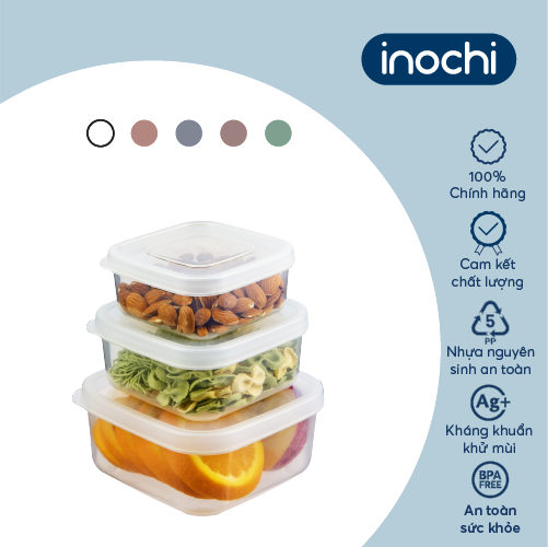 Bộ 3 hộp thực phẩm vuông Hokkaido 50010002000ml