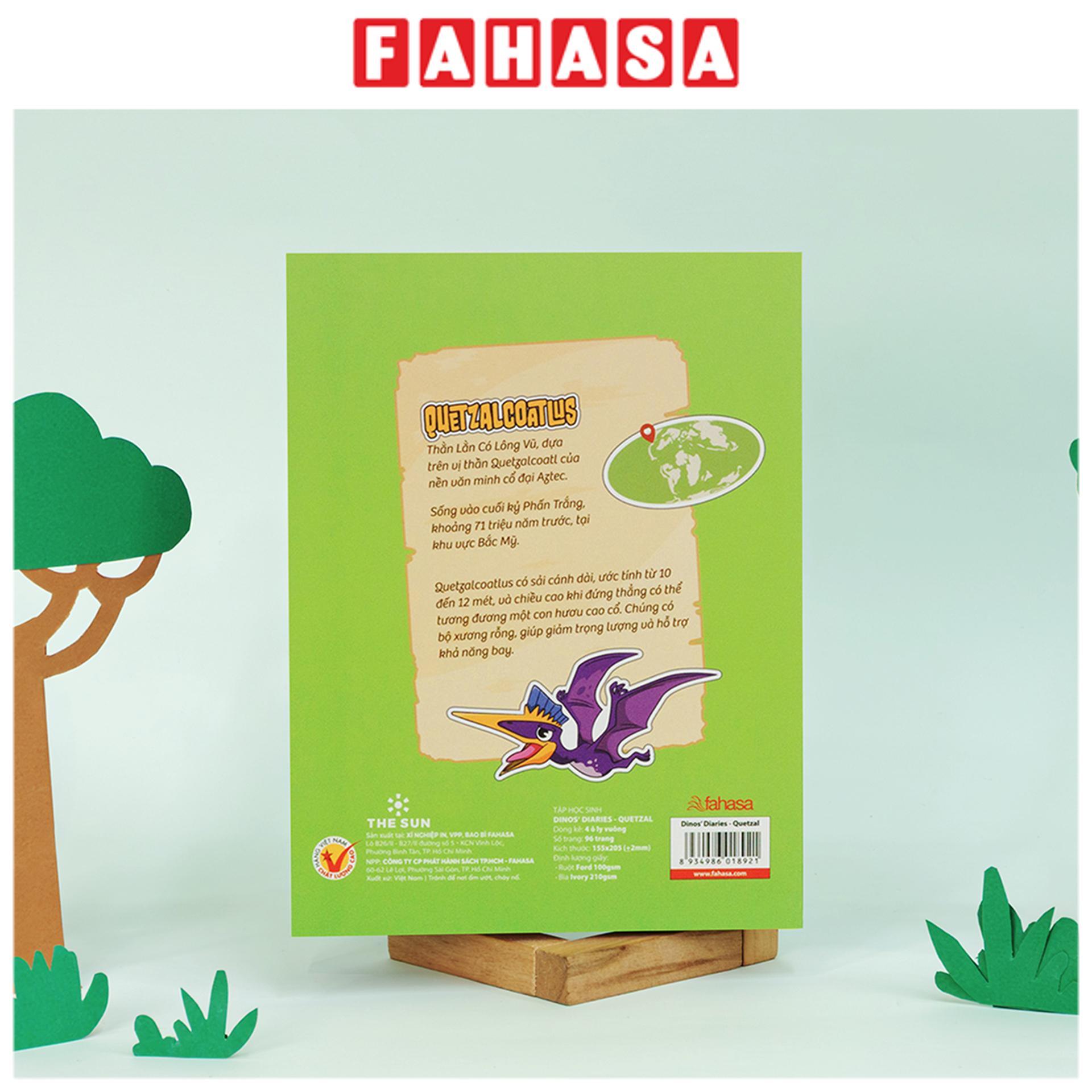 Tập Học Sinh Dinos' Diaries - 4 Ô Ly Vuông - 96 Trang 100gsm - The Sun - Quetzal