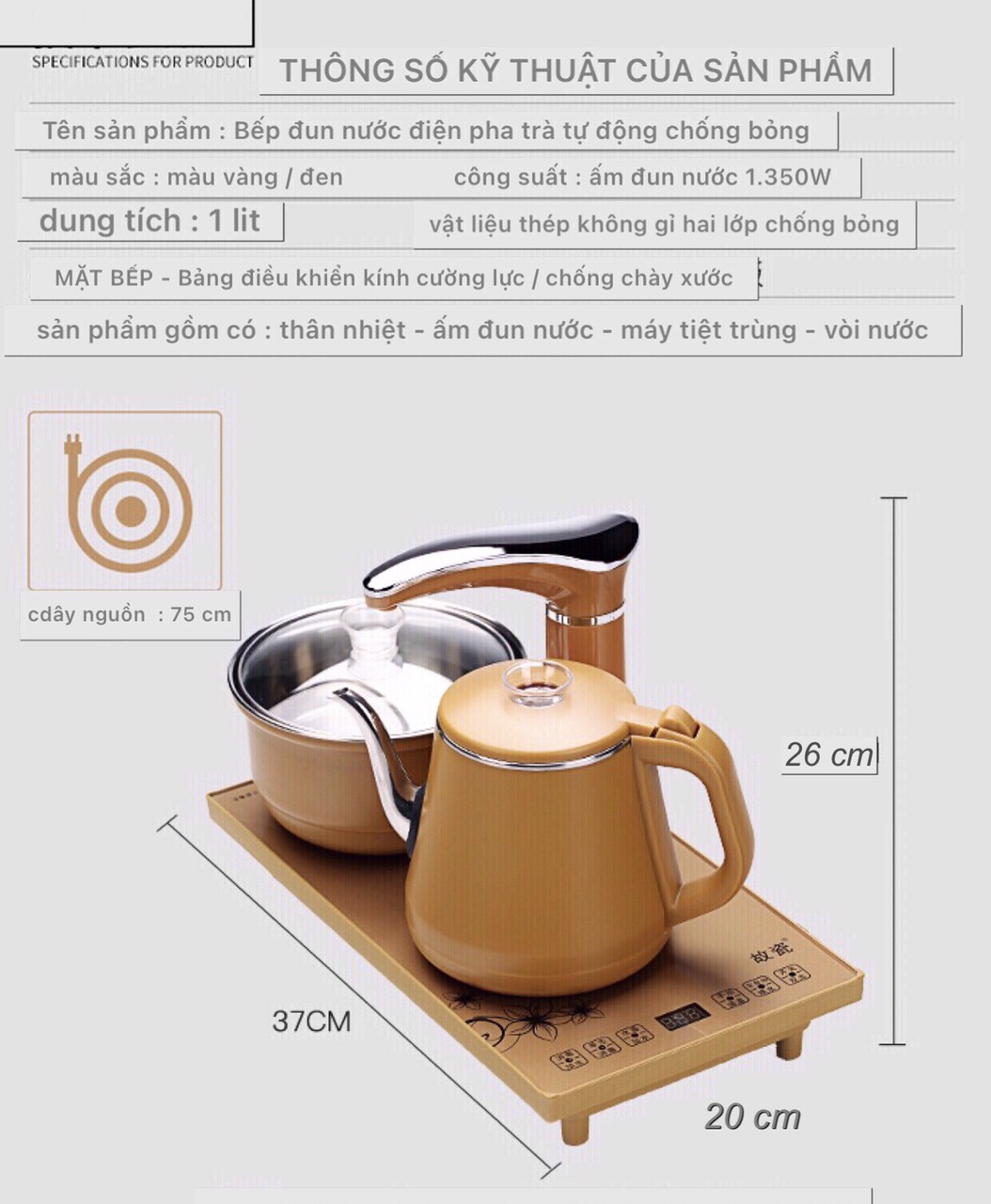 Bàn trà điện đa năng thông minh , khung gỗ mặt đá sứ ,bếp đun nước tự động cảm ứng hai lớp cách nhiêt chống bỏng , Ấm chén trà gốm sứ tùy chọn một bộ đủ món như hình  (MĐ-0113)
