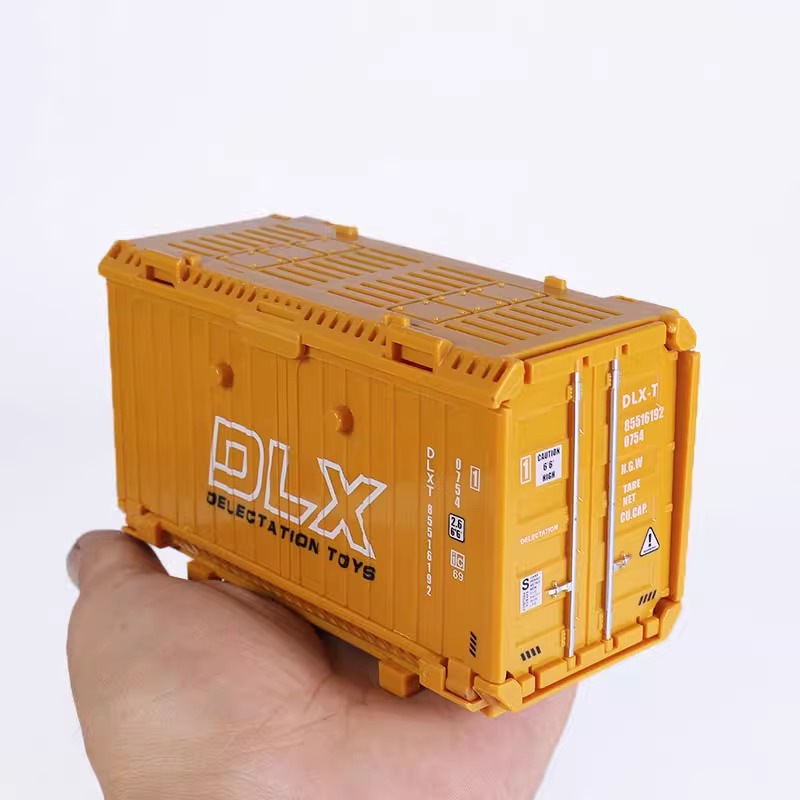 Đồ chơi mô hình xe cẩu hạng nặng container kèm thùng và giàn cẩu xoay 360 độ có bộ nâng đỡ 4 bánh xe