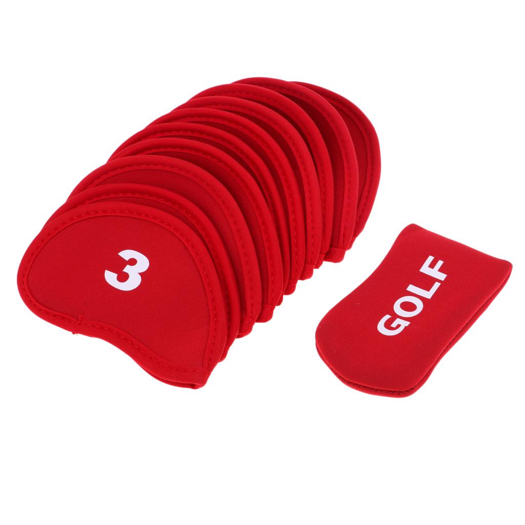 10pcs Neoprene Golf Iron Head Covers+1 Pcs Golf Putter Headcovers Set Red