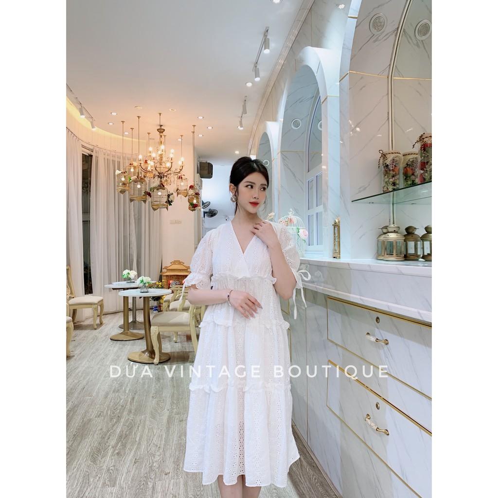 Đầm babydoll dáng xòe tay phồng cao cấp