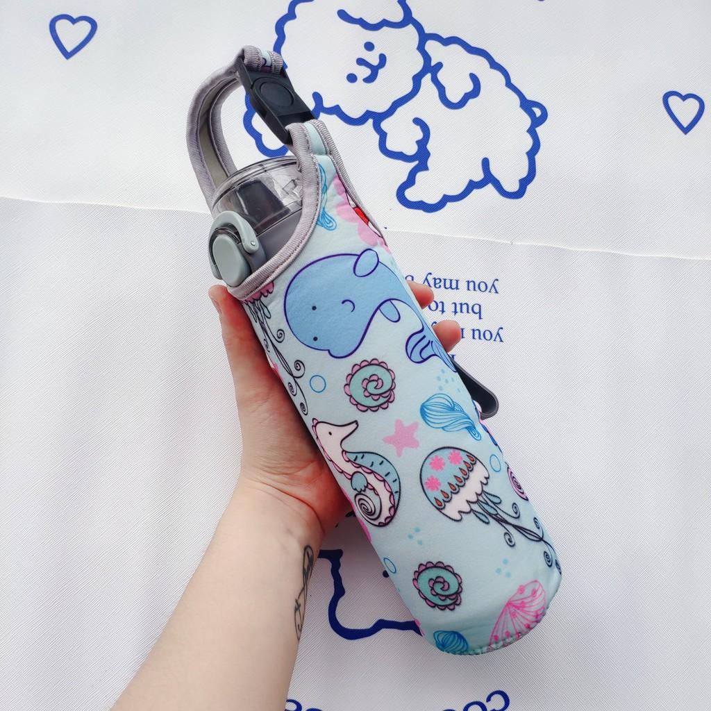 Túi vải treo ly giữ nhiệt 400ml 600ml kèm quai xách mang đi đa năng - họa tiết đẹp cute làm quà tặng
