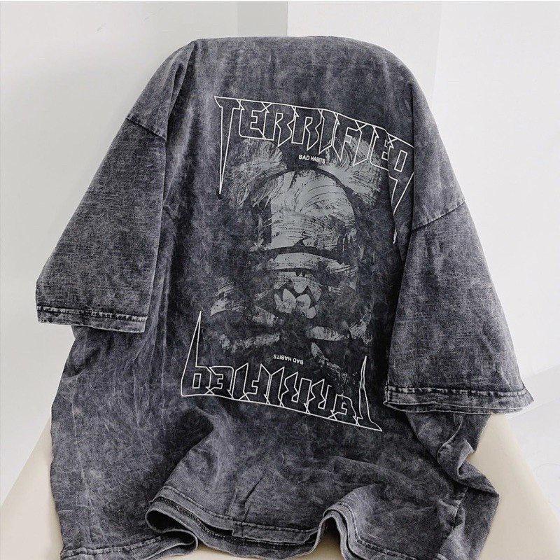 Áo thun tay lỡ unisex BH Terrified đầy đủ tem cổ tag tay Hany shop