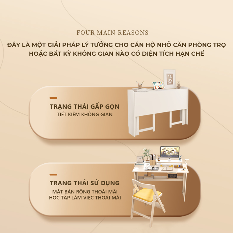 Bàn học gấp gọn thông tinh kiểu nhật tiết kiệm tối đa diện tích thương hiệu IGA - GP309