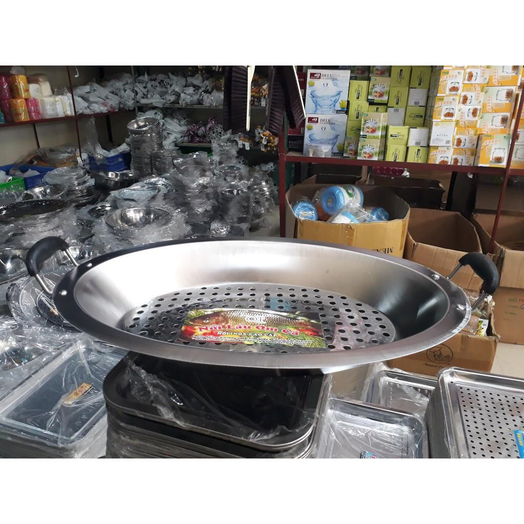 Khay inox bầu dục ăn lẩu, cá chép om dưa