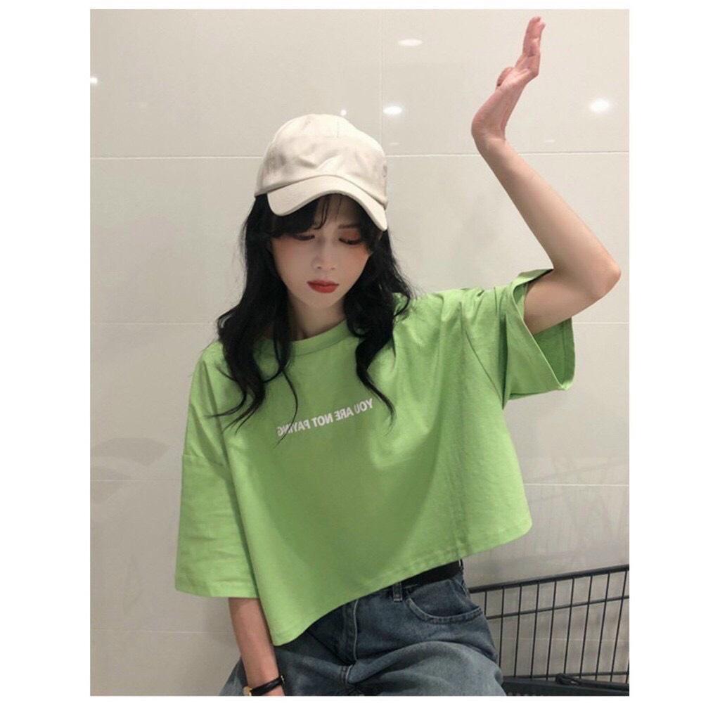 Áo Croptop nữ form rộng Unisex YOU ARE NOT 1 Freesize 45-70kg, áo thun nam form rộng tay lỡ