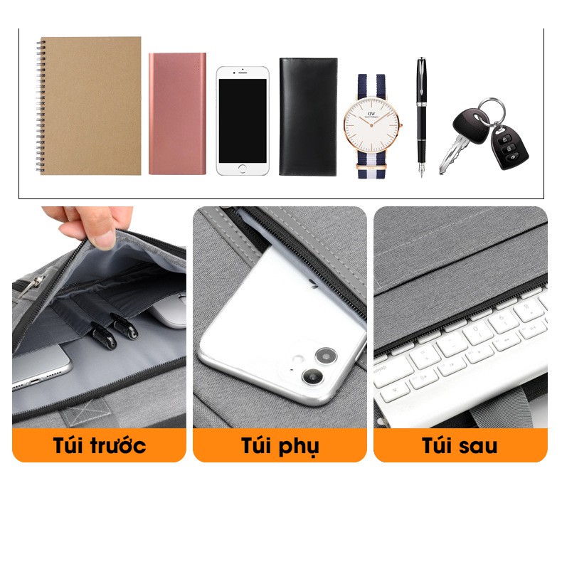 Cặp đựng laptop công sở cho nam, có dây đeo chéo tiện lợi, cặp văn phòng cao cấp, đựng máy tính 13 inch, 14 inch, 15,6 inch