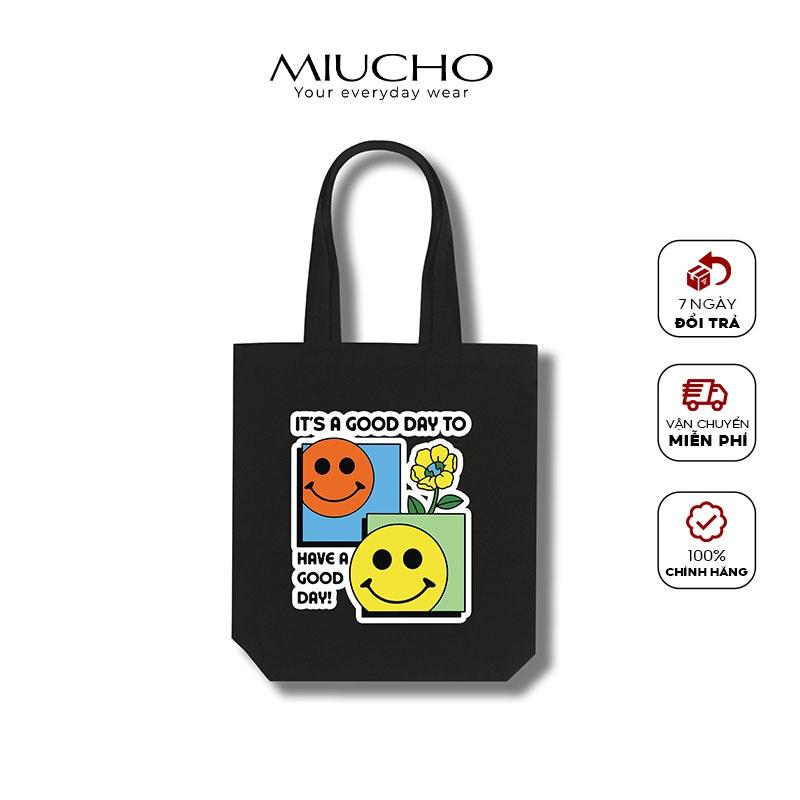 Túi tote đeo chéo, túi vải canvas đi học giá rẻ MV012 Miucho in graphic