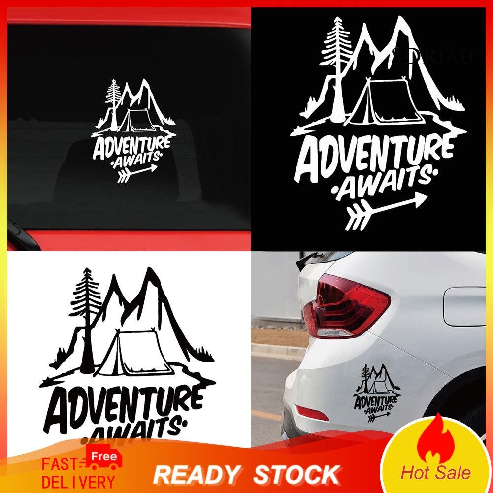 Miếng Dán Phản Quang Họa Tiết Adventure Awaits Tree Lều Núi Trang Trí Xe Hơi