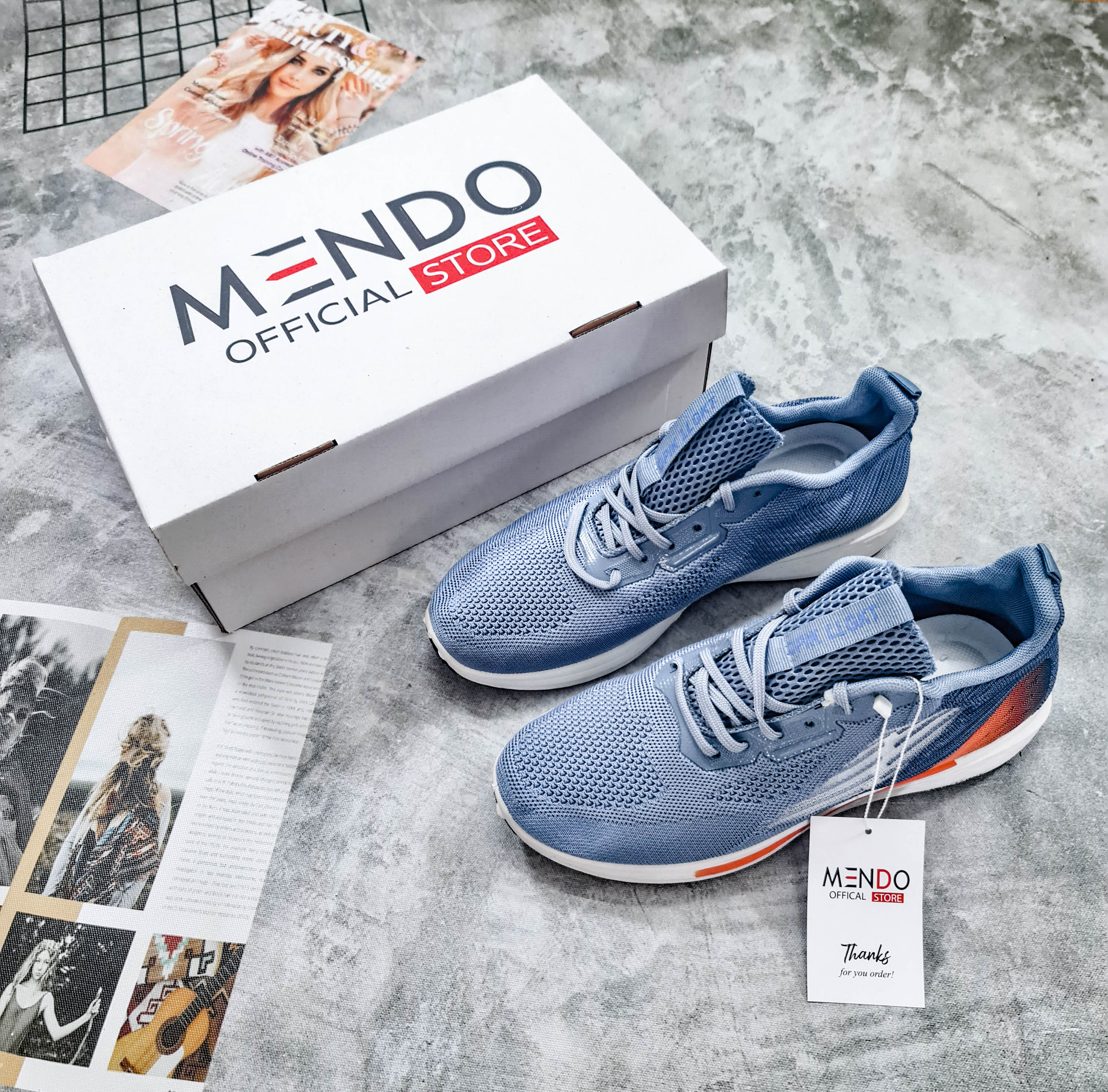 Giày Thể Thao Nam MENDO - Giày Sneaker Màu Đen - Xanh, Giày Thể Thao Hoạt Động Ngoài Trời, Thoáng Khí - G5416