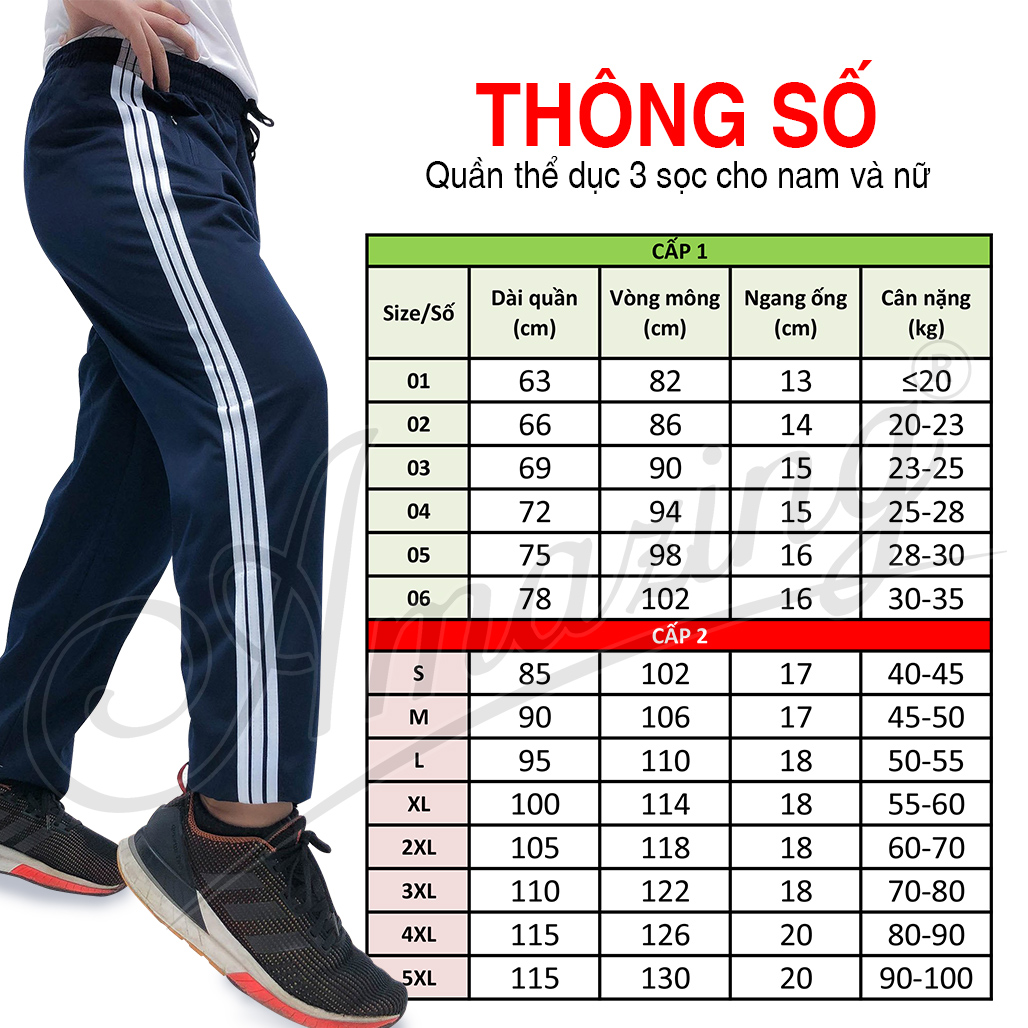 Quần thể dục 3 sọc, đồng phục thể thao các cấp, chất liệu thun cotton co giãn, hút mồ hôi rất tốt, bigsize, Amazing