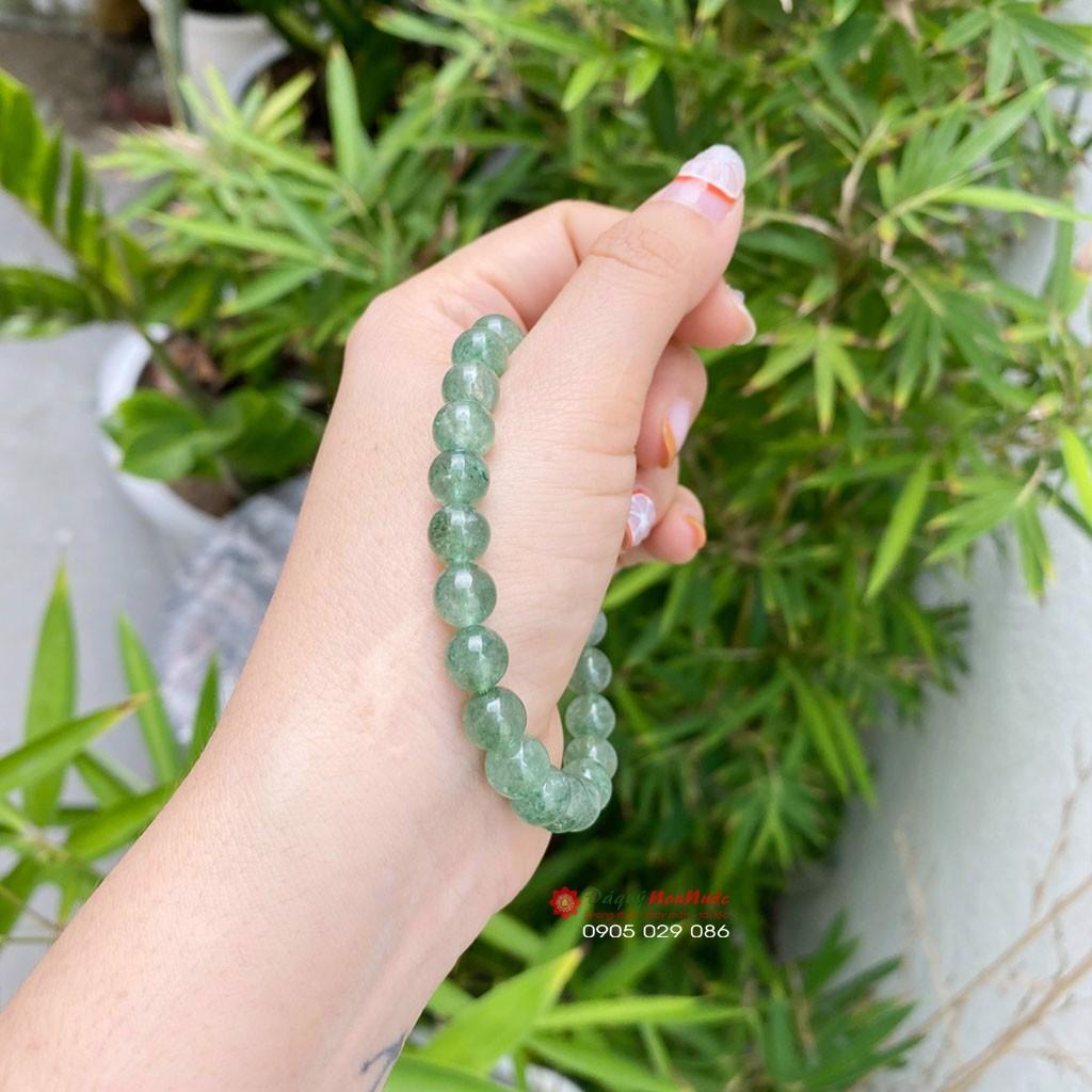 Vòng tay Nữ đá thạch anh dâu tây xanh kích thước hạt 8ly