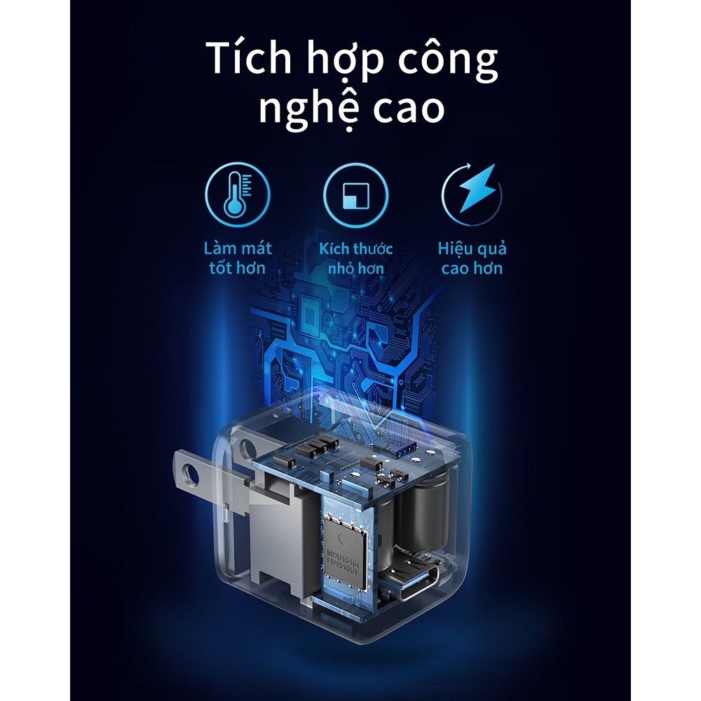 Hình ảnh Adapter Sạc AN KER PowerPort III Nano 20W 1 cổng USB-C (Type-C) Công Nghệ PowerIQ 3.0 Tích Hợp Power Delivery - AN KER A2633 