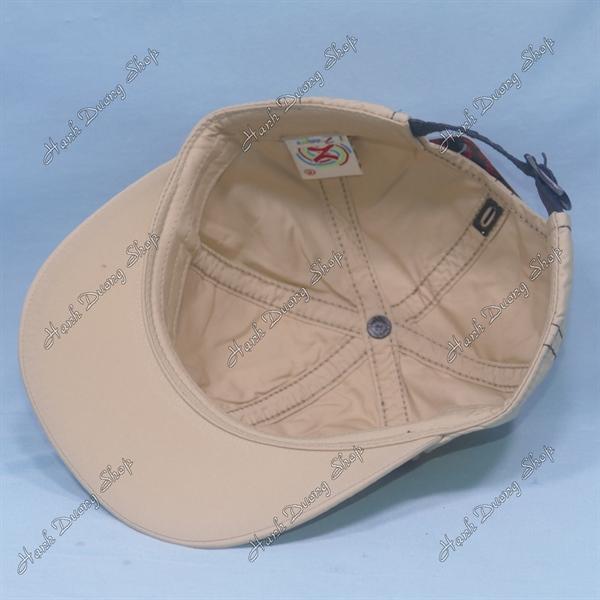 Nón kết Z Caps chạy chỉ nổi, mặt hình chữ nhật phía trước chất liệu vải cotton, mũ lưỡi trai trẻ em z caps từ 6-12 tuổi vòng đầu từ 52-55cm - Kaki