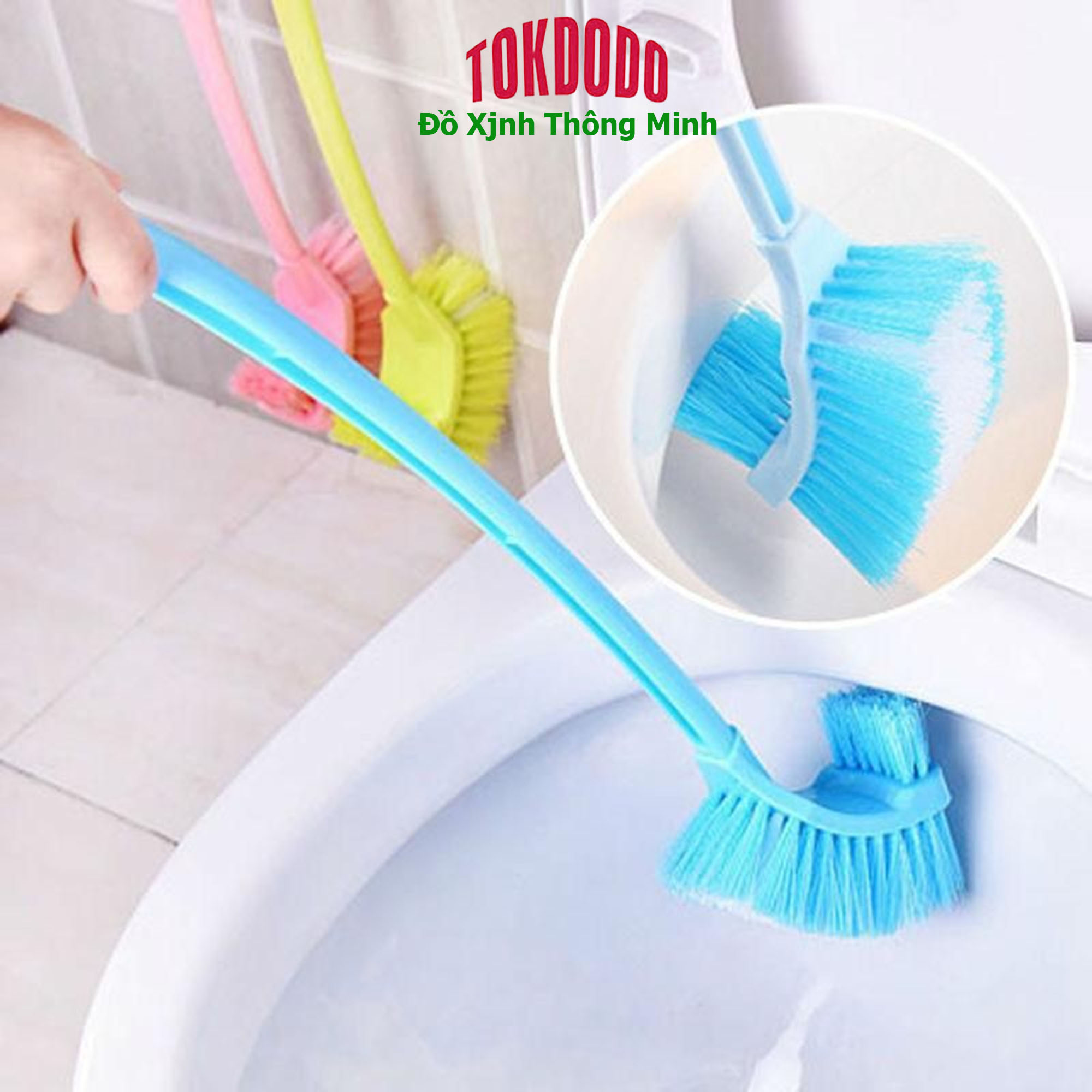 Hình ảnh Chổi Cọ Toilet, Vệ Sinh 2 Đầu Cọ Làm Sạch Mọi Vết Bẩn Dễ Dàng TOKDODO ( Giao Màu Ngẫu Nhiên)