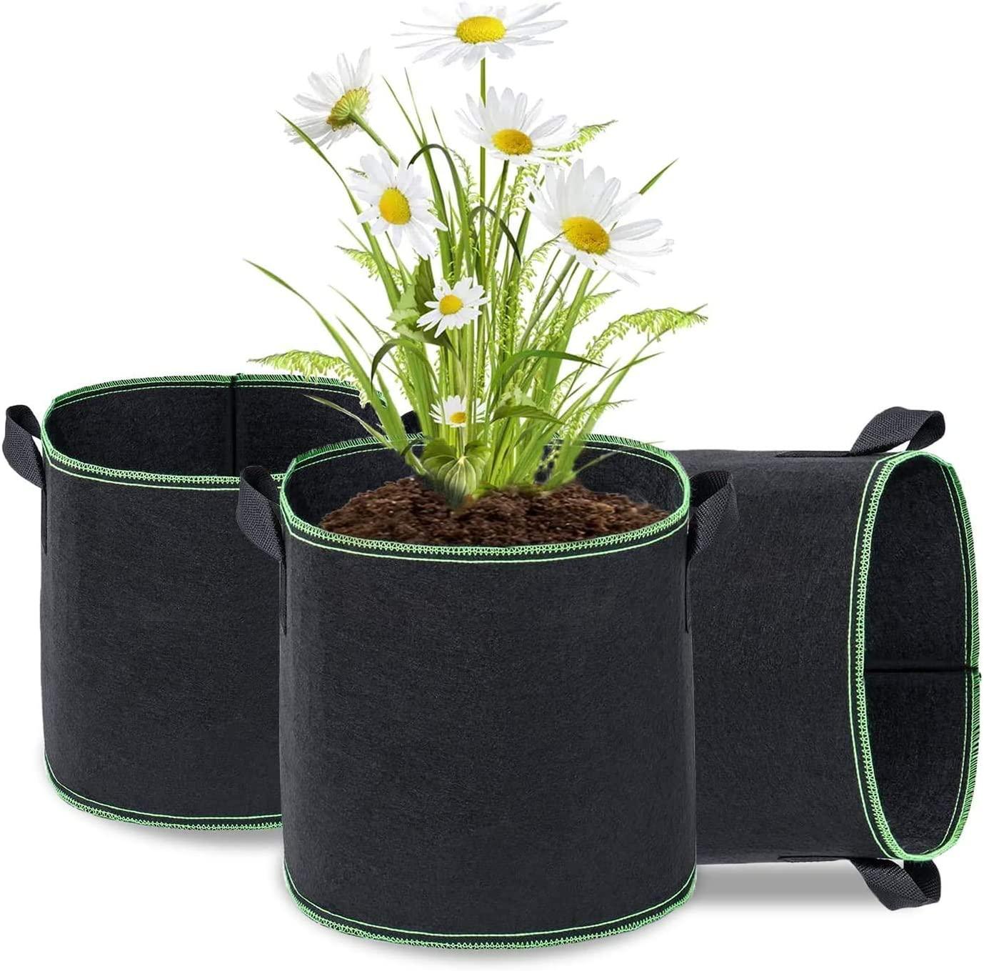 3 miếng túi trồng 5 gallon túi trồng với tay cầm cây trồng cây trong vải không được dệt cho cà chua, khoai tây, hoa, chậu cây 30x25 cm