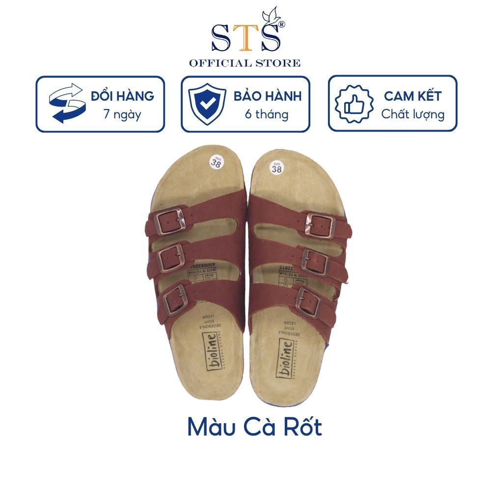 Dép Birken quai ngang đế trấu DA BÒ THẬT NGUYÊN TẤM xuất khẩu ST09 Dép cao cấp chống nước nhẹ đi biển đi chơi