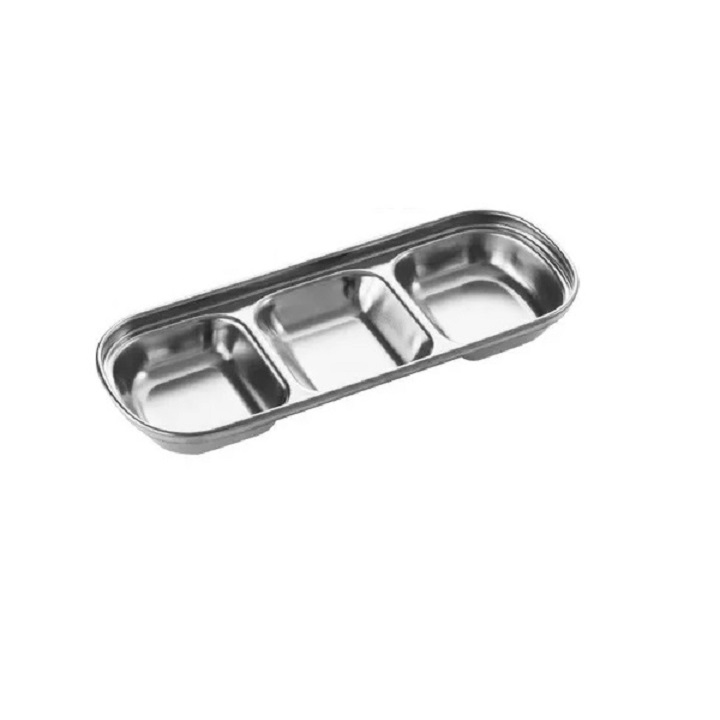 Khay Đựng Nước Sốt , Nước Chấm 3 ngăn Bằng Inox 304 Chất Lượng Cao