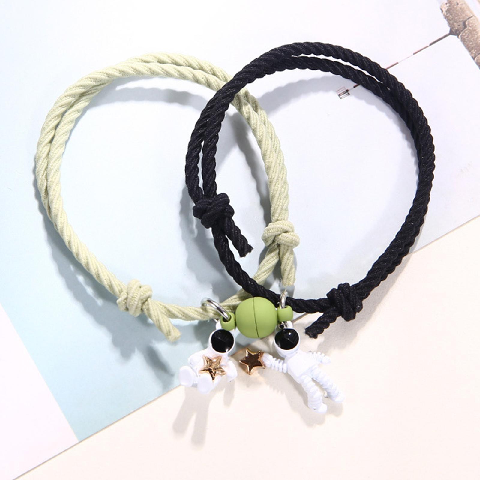 2x2Pcs Magnet Couple Spaceman Astronaut Bracelet for Couple Valentine's Day E
