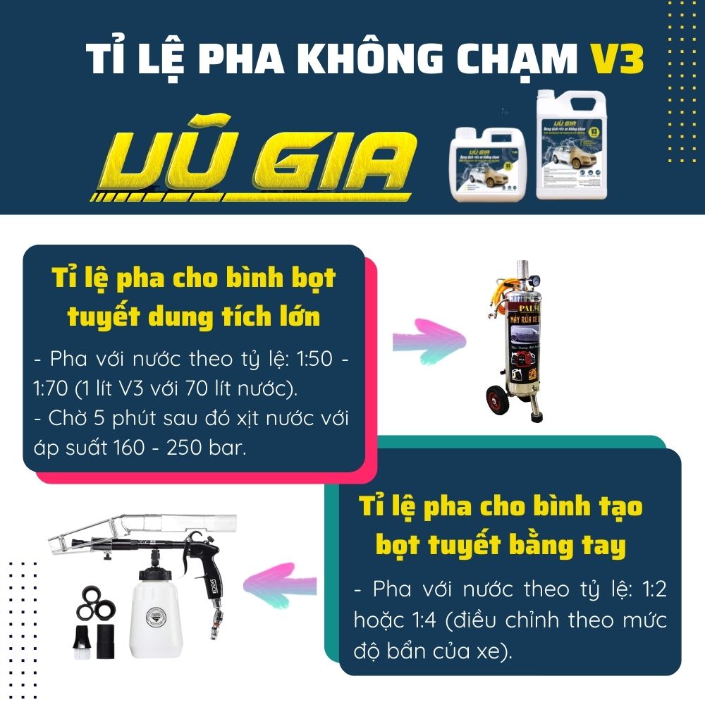 Nước rửa xe không chạm Vũ Gia V3 | Xà phòng bọt tuyết rửa xe ô tô, xe máy siêu sạch (5 lít)