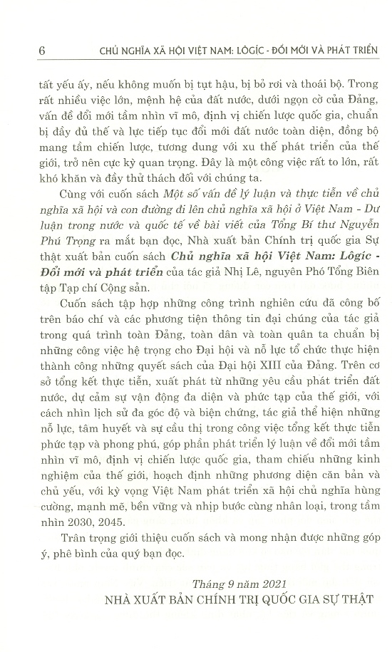 Chủ Nghĩa Xã Hội Việt Nam: Lôgíc - Đổi Mới Và Phát Triển