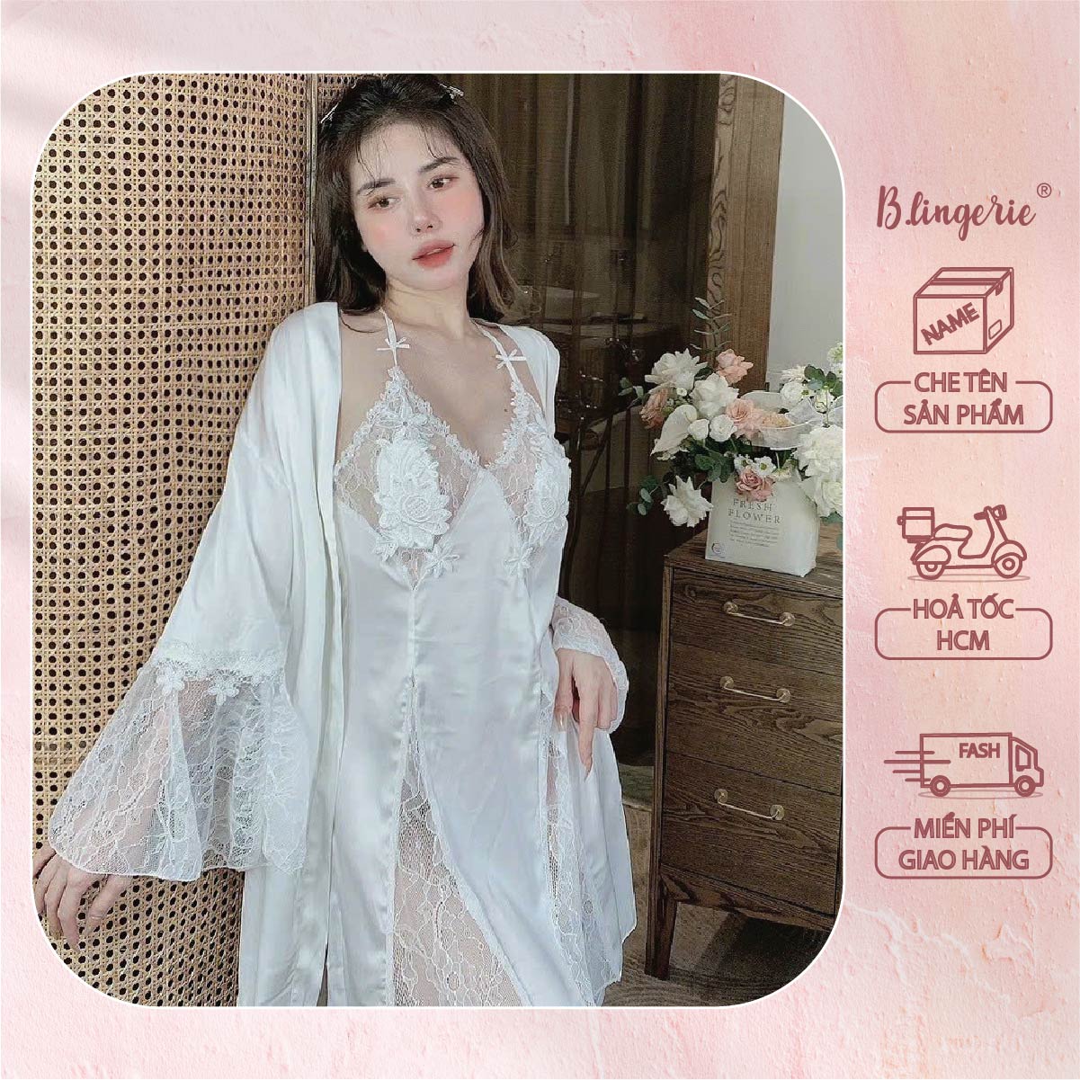 Váy Ngủ Quyến Rũ Nữ Tính (Kèm áo choàng) - B.Lingerie