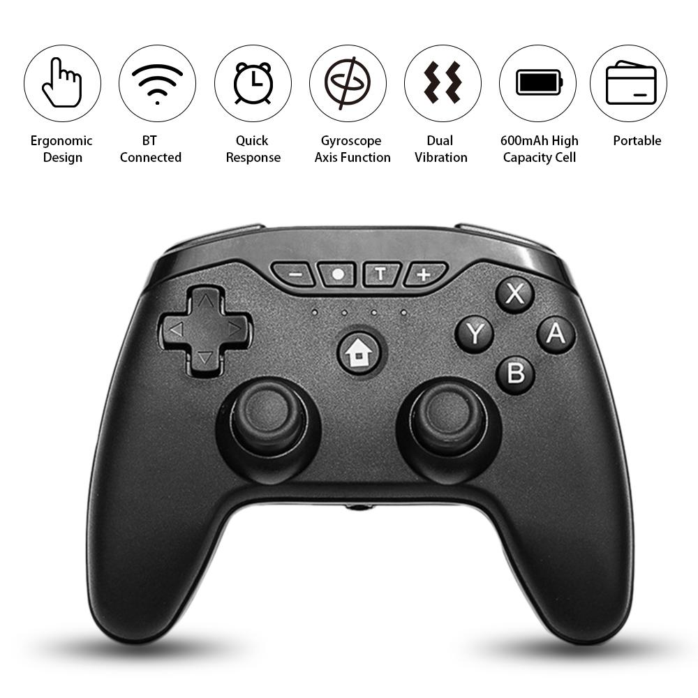 Multifunctional Switch Wirelessly Controller BT Connected Gamepad Supported Gyroscope A-xis Function/ Dual V-ibration