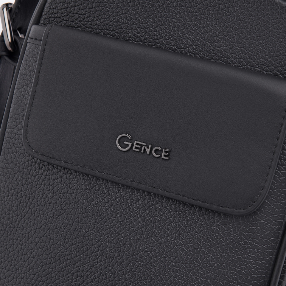 Túi Đeo Chéo Cỡ Nhỏ Túi Nam Công Sở GENCE TD05 Da Bò Cao Cấp Màu Đen Dáng Dọc