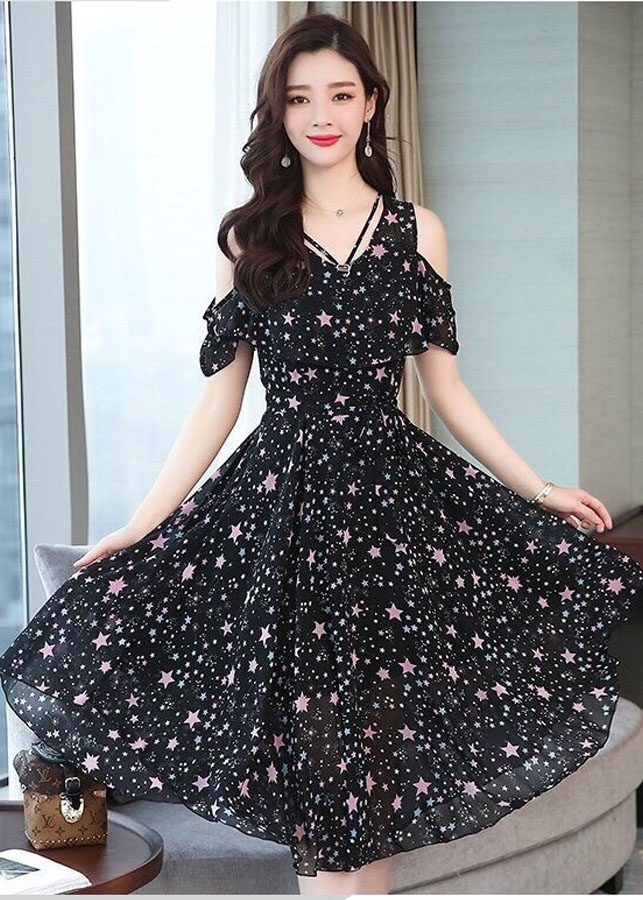 Đầm Ngôi Sao Bi Trễ Vai BY7018