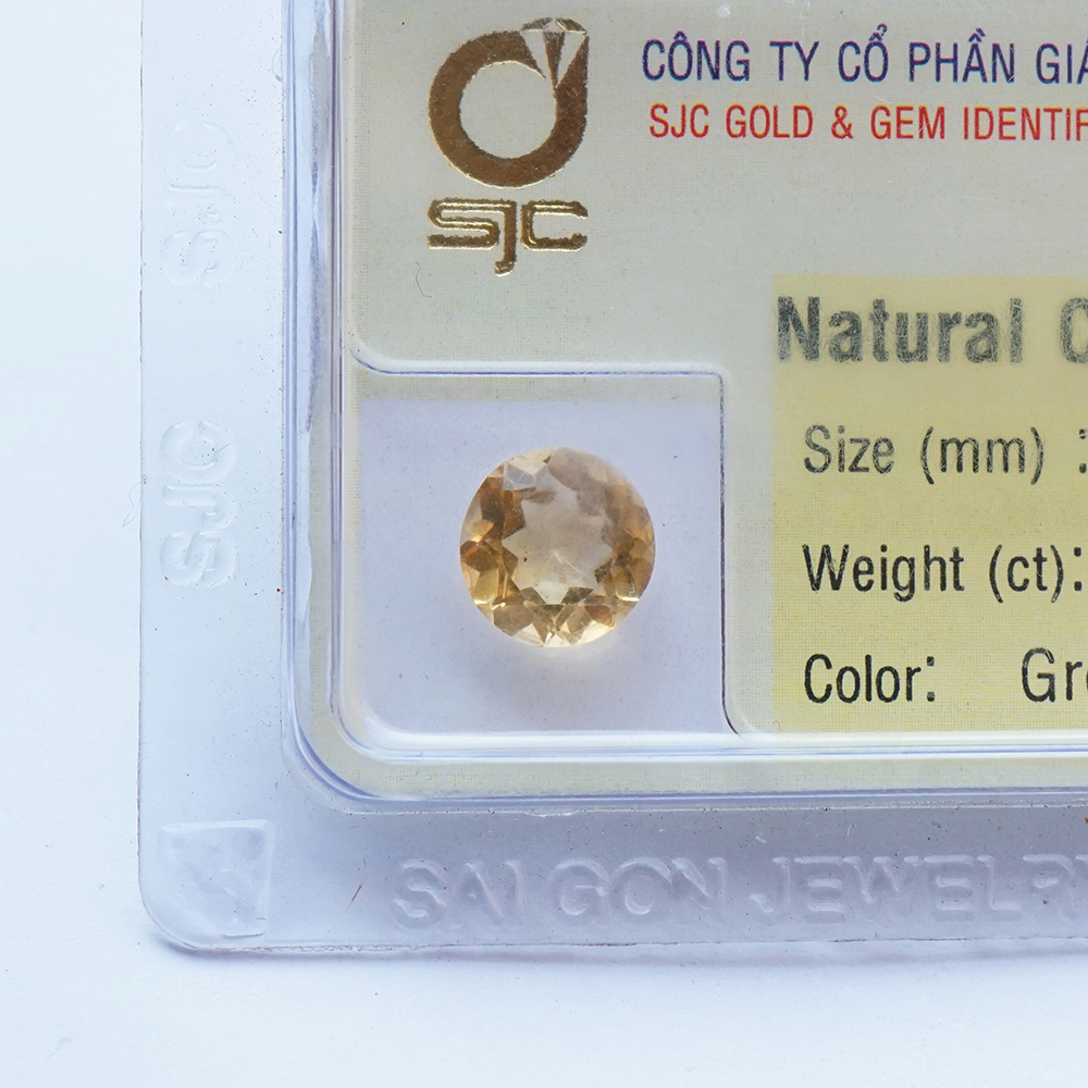 Mặt đá thạch anh vàng citrine kiểm định tự nhiên mài giác tròn